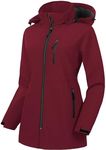 CREATMO US Ladies Plus Size Spring Jackets Womens Ski Jacket Women's Wind And Water Resistant Rain Coats For Women Softshell Fleece Lined Windbreaker With Hood Burgundy 4X