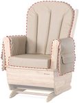 Foundations SafeRocker Glider Rocker Cushion Replacement Set, Durable Vinyl, Storage Pockets to Hold Baby Necessities, Easy-to-Clean and Wipe Down, Extra-Wide Seat (Tan)