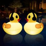 Floating Solar Pool Lights, 16 inch Waterproof Pool Lights that Float, Light up LED Pool Accessories, Glow Duck Pool Lights, Inflatable Solar Powered Floating Lights for Pool,Pond,Hot tub,Party-2pcs