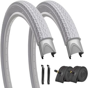 SIMEIQI Neumáticos y tubos para bicicleta de playa de 26 x 2.125 pulgadas, color blanco (2 neumáticos, 2 tubos, 2 palancas, 26 x 2.125)