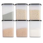 Cutting EDGE Anti Microbial Seal, Anti Bacterial Protection Storage Containers Set Oval, Modular Kitchen, For Flour, Cereals, Snacks, BPA Free, Modular, 2400ml, Set of 6, Black