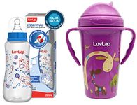 Luvlap Tiny Giffy Sipper, 300ml with Slim Neck Feeding Bottle, 250ml