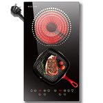 Noxton 2 Zone Ceramic Hob, Plug in Electic Hob 30cm with 2 Hour Timer, 9 Level Touch Control 2800W