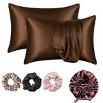 Satin Bonnet for Curly Hair with Silk Satin Pillow Covers and Scrunchies | Silk Bonnet for Hair|Best Gift Combo of Pack of 2 Satin Pillowcases with 3 Silk Scrunchies HairCap (Multicolor)