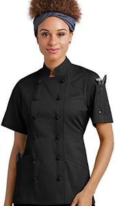 ChefUniforms.com Women's Chef Coat with Knotted Cloth Buttons (Black, M)