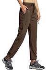 Libin Women's Outdoor Hiking Trousers Waterproof Lightweight Quick Dry Pants Cargo Camping Walking Casual Trousers with Zipper Pockets, Brown XXL