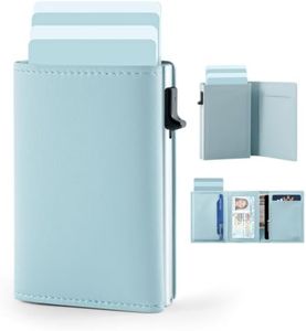 Caronex Womens Wallet with Pop Up Card Holder, RFID Blocking, Slim, Smart, Minimalist, Thin, Small, Trifold, 10-14 Cards Capacity, Cash Pocket, ID Window(Mint Green)