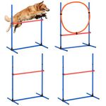 VEVOR Dog Agility Training Equipment, 4 PCS Set - Adjustable High Hurdles and Jump Ring, Puppy Obstacle Course Jump Starter Kit with Poles Storage Bag for Backyard, Indoor, Outdoor