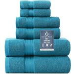 COZYART Teal Bath Towels Set for Bathroom Soft Absorbent Durable 650 GSM Turkish Cotton Towel Set of 6, 2 Large Bath Towels, 2 Hand Towels, 2 Washclothes