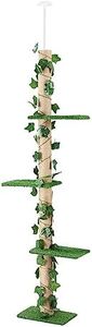 Cat Scratching Post 4 Tier Stand Adjustable Height 207cm-250cm, Cat Tree Tower Tall Scratcher Pole Pet Toy Wood Furniture Kitty Play House Gym Sisal Artificial Grass