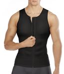 Gotoly Compression Shirts for Men Undershirts Slimming Shapewear Waist Trainer Body Shaper Vest Zipper Tank Top (Black, Large)