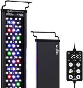 SEAOURA Plant Growth Aquarium Light, 24/7 Custom Timer, Power-Off Memory, 48-54in Full Spectrum Aquarium Plant Lights, 7-Row LED 8 Colors, 20 Adjustable Brightness, Day & Night Cycle for Freshwater