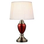 Lighting Supermarket Malham Small Touch Control Table Lamp with Ivory Pleated Shade (Single, Red)