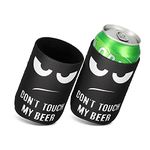 kwmobile Set of 2 Neoprene Can Coolers Compatible with 330ml / 355ml Can - Don't Touch My Beer White/Black