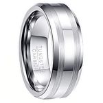 NUNCAD 8mm Silver Band Ring Tungsten Carbide Rings for Men Women with Brushed Finish Size Y