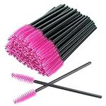 50 PCS Disposable Eyelash Brushes Mascara Wands Eye Lash Eyebrow Applicator Cosmetic Makeup Brush Tool Kits (black-rose)