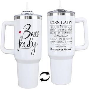 Fnokuxz Boss 40 Oz Stainless Steel Drinking Cup, Vacuum Insulated Tumbler with Handle and Straw, Best Boss Lady Gifts for Women