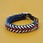 Navy Otter™ Australian Classic Premium Handcraft Paracord Dog Collar with Genuine Leather Belt, Made Meticulously by Hands