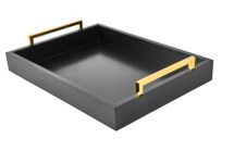 40cm x30cm Serving Trays with Handles, Decorative Serving Tray, Ottoman Trays, Living Room, Bathroom, and Outdoors Decorative Trays (Black, 40cm x 30cm x 5cm)