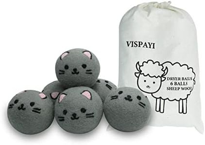 Dryer Balls Laundry Reusable - XL Wool Dryer Balls - Handmade Cute, Extra Large Dryer Balls, Shorten Drying Time, Organic Wool - Dry 1000+ Loads (Gray Cat)