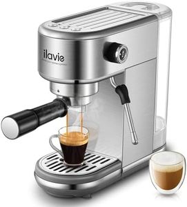 ILAVIE Espresso Coffee Machine for Home 20 Bar, Professional Compact Cappuccino Machine Maker for Latte, with 40oz Detachable Water Tank, 1350W Strong Power, Stainless Steel