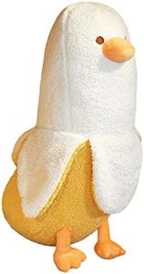 PEACHCAT Banana Duck Plush Toy Cute Plushie Hugging Plush Pillow Duck Stuffed Animal for Girls and Boys White 19.7"