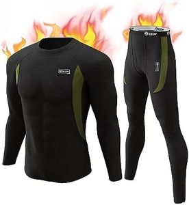 CL convallaria Thermal Underwear for Men with Fly, Long Johns Winter Hunting Gear Sport Base Layer Top and Bottom Set Midweight -Crew Neck-Black-L