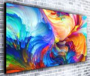 Paint Splash Panoramic Canvas Wall Art Print Framed XXL 55 inch x 24 inch