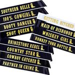 Nashville Bachelorette Sashes, Black, 12 Count (Pack of 1)