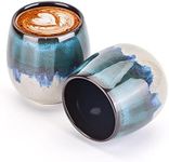 2.7 oz (80 ml) Ceramic Espresso Cups Set of 2 Mini Espresso Mugs Sake Cups Demitasse Cups (2x2.7Fl Oz, Blue)