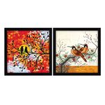 ArtX Paper Bird Abstract Wall Art Painting, Multicolor, Bird, 13X13 in each, Set of 2