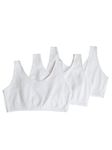 Fruit of the Loom Women's Built Up Tank Style Sports Bra, Opaque, White, 36 (Pack of 3)