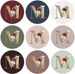 Mobiusea Creation Monogram Stickers| Gold Foil | Initial Envelope Seals Letter M | 9 Chic Color Assortments | Wedding Monogram Stickers| 1.4 Inch | 90pcs Floral Envelop Stickers Seals