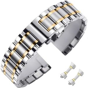 Nixiamy Stainless Steel Watch Bands Universal Metal Replacement Watch Straps for Men Women with Straight & Curved End 6 Sizes(16mm-22mm) 4 Colors(Gold,Sliver,Black,Gold-Silver Two Tone)