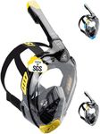 CRESSI Bali Full Face Mask Black/Yellow L/XL - Unisex Integral Snorkel Mask, Anti Fog Clear Lens, 100% Silicone, Dry Snorkel with Float Valve, Action Cam Mount, Adjustable Strap, Black/Yellow, L/XL