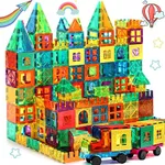 Magnetic Tiles, 100PCS Building Blocks, Magnets Building Set, STEM Toys Christmas Toy Gift for Kids Boys and Girls