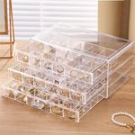 Earring Organizer Box Clear Storage Acrylic for Earrings Necklace Organizer Jewelry Box with 72 Grids Storage Compartments Transparent Ring Clear Jewelry Organizer (Transparent)