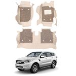 Oshotto/Coozo 7D Car Floor Mats Compatible with New Ford Endeavour 2015-2023 (with 3RD Row) (Set of 4, Beige)