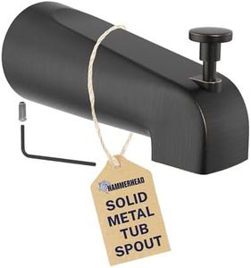 HammerHead Showers Solid Metal Tub Spout with Diverter, Slip On Bath Tub Spout for ½” Copper Pipe, Easy Install Bathtub Faucet, Oil Rubbed Bronze