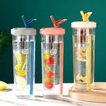 Fruit Infuser Water Bottle, 30 OZ Foldable Straw Water Bottle,Fruit Iinfuser Water Bottle with Straw, BPA Free Reusable Water Bottles, Simply Modern Water Bottle LeakProof & Shatter-Proof for Indoor