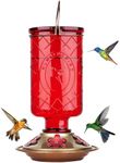 BOLITE 18005 Hummingbird Feeder, Glass Hummingbird Feeders, 5 Feeding Stations, 22 Ounces, Red Bottle