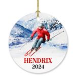 Skier Skiing Ornaments, Personalized Skiing Ski Ornament Gift for Christmas 2024 Team Friends Men Women, Unique Skier Ski Lover Ornament, Customized Choose Name Skier Skiing Winter Ornament Xmas Gift