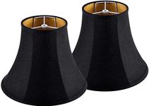 Black Bell Lamp Shades Set of 2 Medium LampShade 6.7``Top x 13``Bottom x 10``High(Spider) Traditional Lamp Shades for Table & Bedside Lamp - Hand Crafted Shade Replacement