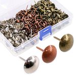 Hilitchi 360-Pcs [3-Color] 7/16''(11mm) Antique Upholstery Nails Tacks Furniture Tacks Upholstery Tacks Thumb Tack Push Pins Assortment Kit