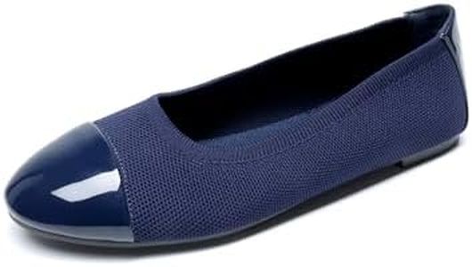 DREAM PAIRS Women's Sole-Flex Ballerina Walking Flats Shoes,Size 12,Navy Knit,Sole-Flex