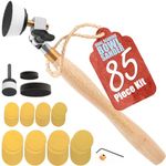 Bowl Sander Tool Kit w/Dual Bearing Head & Hardwood Handle | 85PC Wood Sander Set | 1" & 2" Hook & Loop Sanding Disc Sandpaper Assortment | 1/4" Mandrel Bowl Sander for Woodturning | Wood Lathe Tools