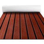 Fullfire Boat Flooring - EVA Foam Boat Decking - Faux Teak Marine Mat - Boat Carpet, Self-Adhesive Marine Flooring Sheet, for Motorboat RV Yacht Kayak 94" x 16" Dark Brown with Black Lines