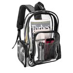 ProCase Clear Backpack PVC Bag for Work School Travel, Great Capacity Transparent Backpack Waterproof Clear Rucksack for Men Women College Football Game Conventions Concerts Gym Picnic -Clear