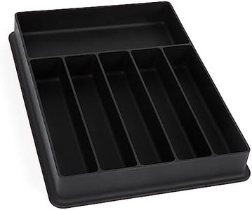Silicone Rubber Non-Slip, Non-Toxic, Black Silverware and Cutlery Organizer for Kitchen Drawer 12x16