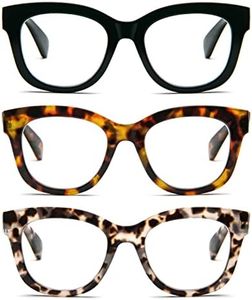DXYXYO Blue Light Reading Glasses for Women 3 Pack with Spring Hinge, Oprah Style Oversized Square Computer Reader, 3.0 Diopter